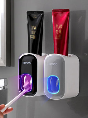 Wall-Mounted Automatic Toothpaste Dispenser and Toothbrush Holder Set | Bentalia Home