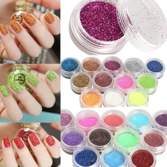 24 Color 3D Nail Art Glitter Powder Set | Shimmering Nail Decorations | Bentalia Home