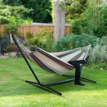 canvas camping hammock, portable outdoor hammock, durable hammock for camping, lightweight hiking hammock, backyard hammock, heavy-duty hammock, 200kg capacity hammock, large canvas hammock, travel-friendly hammock, comfortable outdoor lounging hammock | Bentalia Home