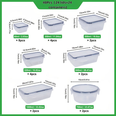 24–48 Piece Airtight Food Storage Container Set with Secure Lids for Pantry, Travel & Kitchen Organization