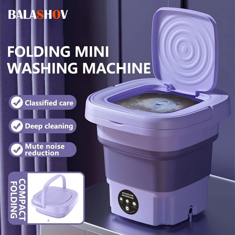 8L Portable Foldable Mini Washing Machine with Spin Dryer – USB Powered for Socks, Underwear, and Small Household Laundry | Bentalia Home