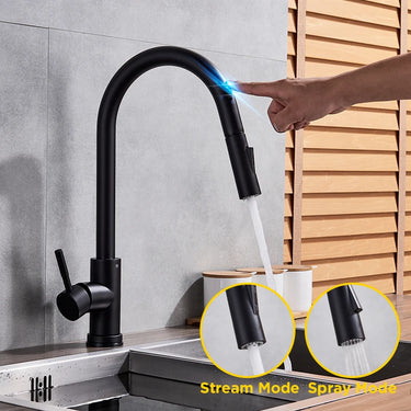 Pull Out Sensor Black Kitchen Faucet Sensitive Touch/Tap Control Faucet Mixer For Kitchen