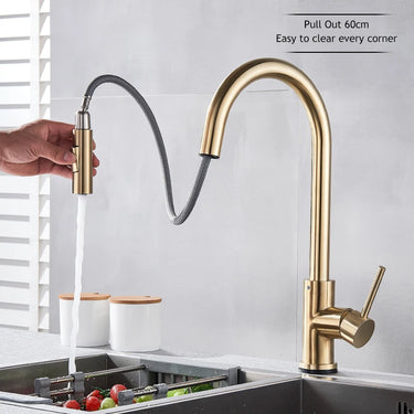 Wanmivezlo Stainless Steel Pull-Out Kitchen Faucet – Single Handle, Hot &amp; Cold, Sensor Feature, Deck Mounted