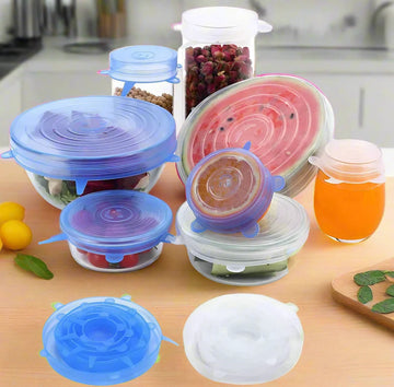 6 Reusable Silicone Food Preservation, Reusable Airtight Stretch Lids Food Covers