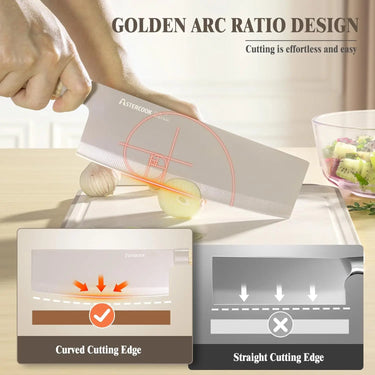 6-Piece Khaki Non-Stick Stainless Steel Kitchen Knife Set with Block