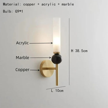 Modern Luxury Copper Marble Acrylic LED Decor Home Wall Lamp Bar Bedroom Foyer Dining Room Lighting Fixtures