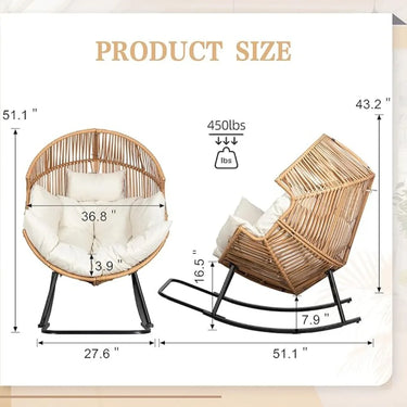 Wicker Egg Chair PE Rattan Chair with Cushion,Oversized Patio Lounge Chair for Outdoor, Indoor, Balcony, Backyard, Garden, Beige