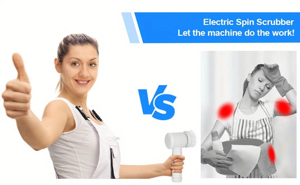 Electric Magic Brush Spin Scrubber 5-in-1 Cordless Handheld Power Cleaner for Kitchen and Bathroom | Bentalia Home