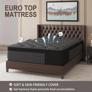 Queen Mattress, 14 Inch Hybrid – Gel Memory Foam & Pocket Innerspring, Euro Top