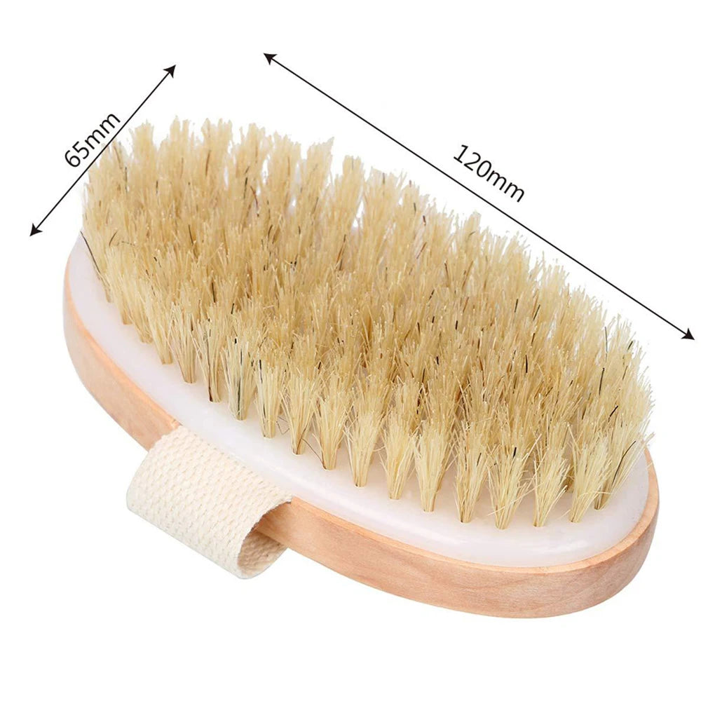 Exfoliating Wooden Body Massage Shower Brush - Natural Bristle Bath Brush for Soft Skin Care, Wet & Dry Use - SPA Essential for Men & Women | Bentalia Home