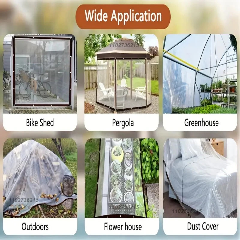 Transparent Waterproof Tarpaulin - Garden Rainproof Clear Poly Tarp with Grommets for Plant Cover and Shed Insulation | Bentalia Home