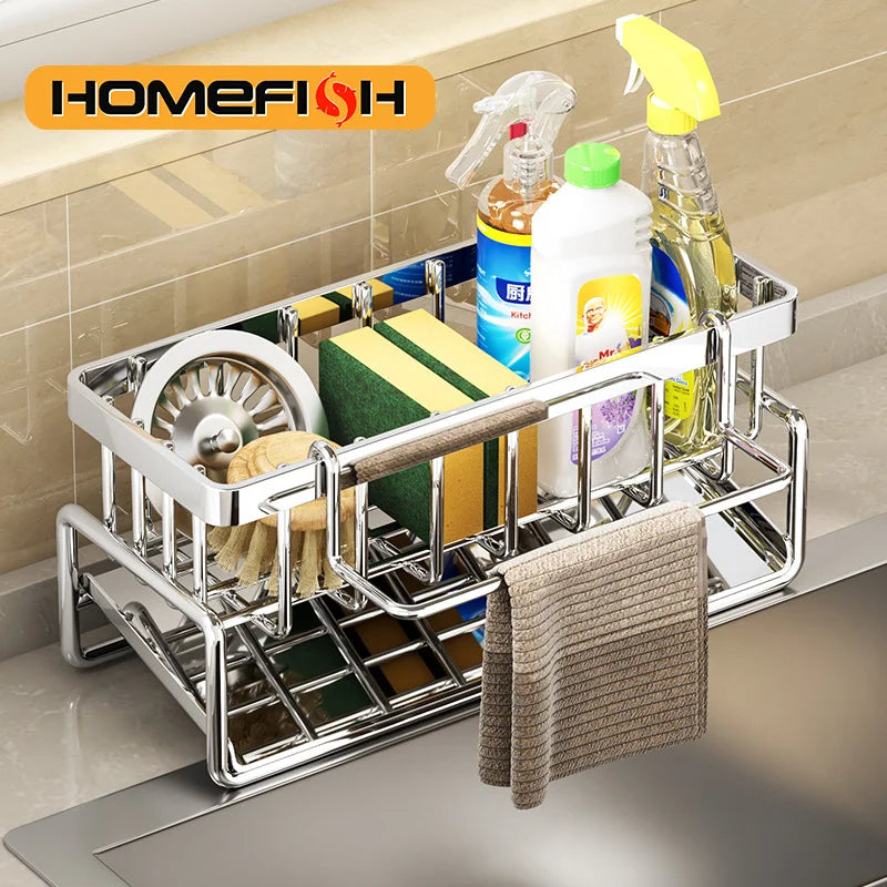 Multi-Functional Kitchen Sponge Rack, Large Capacity Dish Soap Organizer for Countertop Storage | Bentalia Home