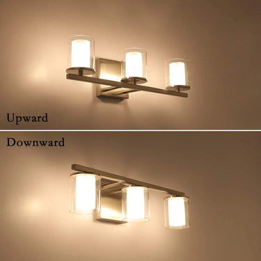 18in 3-Light Nickel Bathroom Vanity Light Fixture over Mirror with Clear Glass Shade G9 Socket, Wall Light for Bathroom Mirror