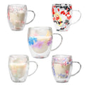 Double-Walled Glass Coffee Mug – 350ml Heat-Resistant Aesthetic Flower Cup | Bentalia Home