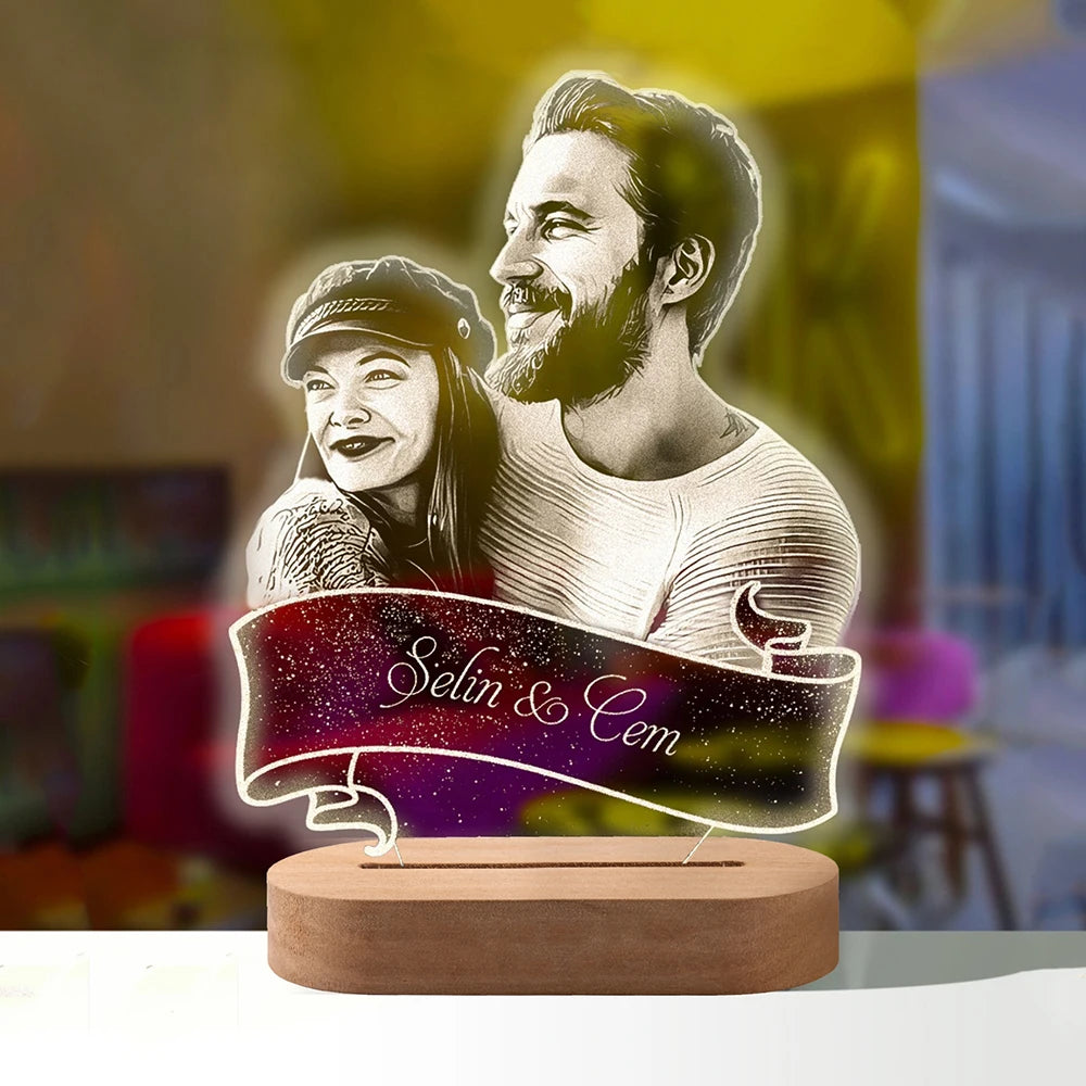 Custom 3D Night Light Lamp with Photo & Text – Perfect for Weddings, Birthdays & Gifts | Bentalia Home