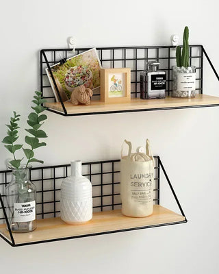 Wall Mounted Shelves Without Drilling Wood Hanging Shelf for Living Room Bedroom Storage Basket Wall Decoration Rack Organizers