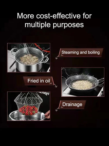 Stainless Steel Foldable Fryer Basket, Multifunctional French Fry Strainer & Durable Kitchen Appliance | Bentalia Home