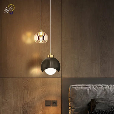 Modern LED Pendant Light for Bedroom/Bedside Hanging Lamp Crystal Lustre Chandelier Dining Table Decoration Nordic Pendant Lamp