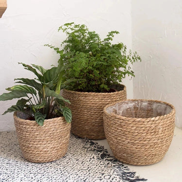 Straw Weaving Flower Plant Pot Basket Grass Planter Basket Indoor Outdoor Flower Pot Cover Plant Containers for Plantable Plants