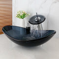 Hand-Painted Oval Bathroom Sink Faucet Set - Tempered Glass Countertop Basin Kit | Bentalia Home