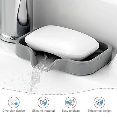 Silicone Self Draining Soap Dishes Anti-slip Sink Tray Kitchen Bathroom Drain Soap Box Washing Table Soap Tray Soap Rack Holder