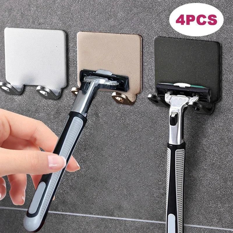 Punch-Free Space Aluminum Razor Holder - Wall-Mounted Shaving Rack for Bathroom Organization | Bentalia Home