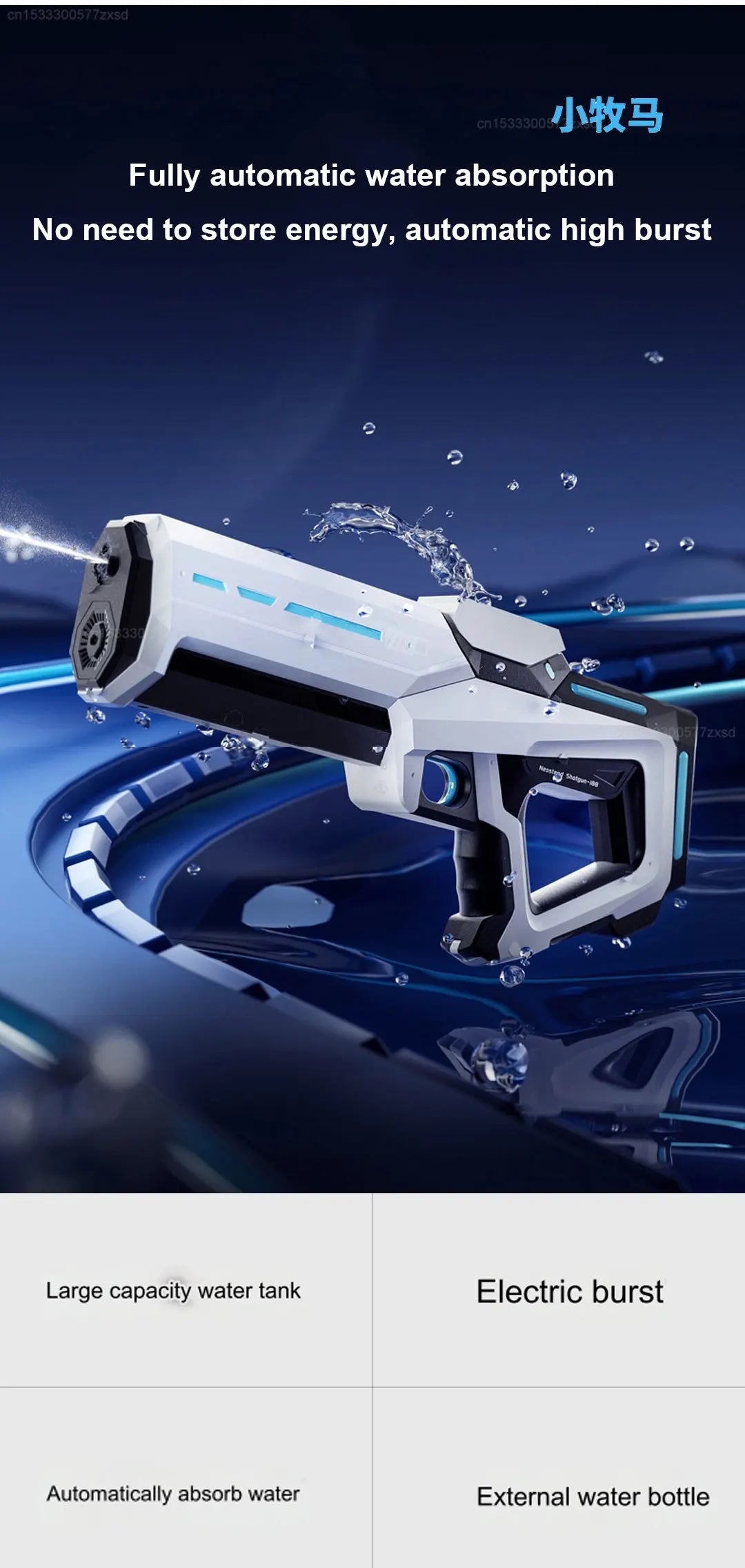 Xiaomi Wireless Dual Electric Water Gun – Automatic High-Pressure, Long-Lasting Fun Toy | Bentalia Home