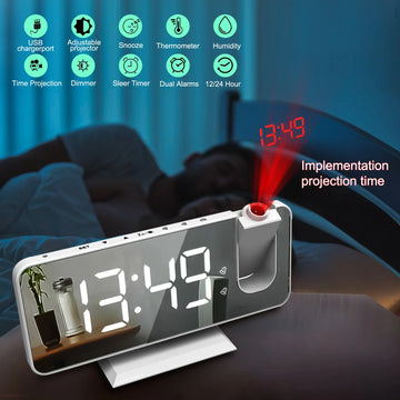 FM Radio LED Digital Alarm Clock with 180° Projection, Snooze, and USB Charging | Bentalia Home