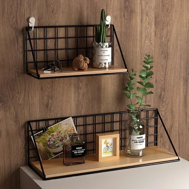 Wall Mounted Shelves Without Drilling Wood Hanging Shelf for Living Room Bedroom Storage Basket Wall Decoration Rack Organizers