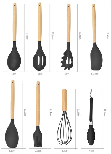 12PCS Food Grade Silicone Kitchen Cookware Utensils Set | Bentalia Homes