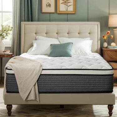 Queen Mattress, 12 Inch Pillow Top Hybrid – Medium Firm &amp; Breathable Support