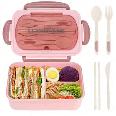 1Pc Bento Box Lunch Box With 4 Compartments,Utensils, Sauce Jar, Microwave Dishwasher Safe