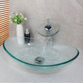 Hand-Painted Oval Bathroom Sink Faucet Set - Tempered Glass Countertop Basin Kit | Bentalia Home