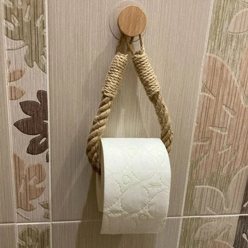 Nail-Free Hemp Rope Paper Towel Holder - Bathroom Towel Hook & Toilet Paper Rack | Bentalia Home