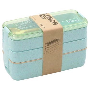 Bento Box for Kids 3 Stackable Lunch Box Leak-proof Portable Lunch Food Container Wheat Straw Food Storage Box Dishwasher