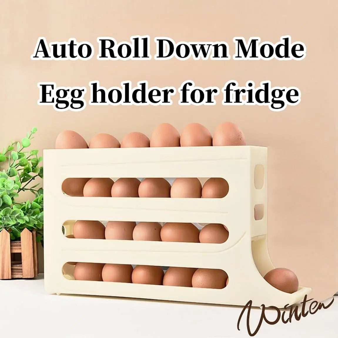 4-Tier Refrigerator Egg Storage Box, Automatic Rolling Egg Dispenser for Kitchen | Bentalia Home