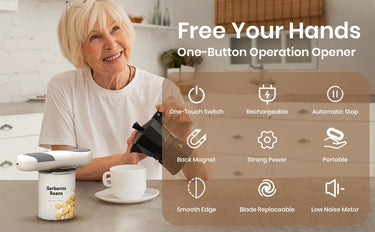 Rechargeable Automatic Can Opener with Magnetic Lid Lifter – Ideal for Elderly & Arthritis Relief | Bentalia Home