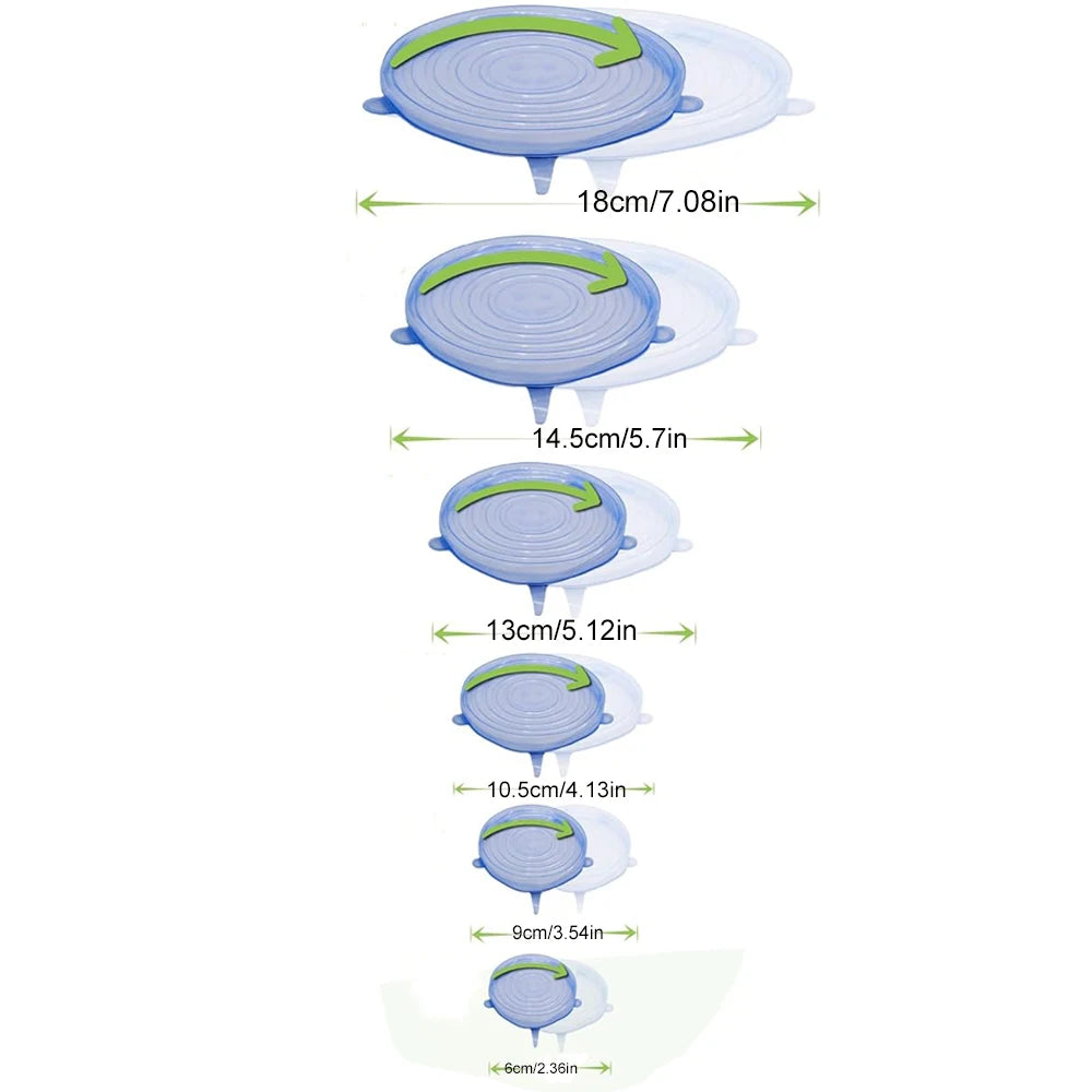 6-Piece Silicone Food Covers, Reusable Airtight Stretch Lids for Universal Dish Preservation | Bentalia Home