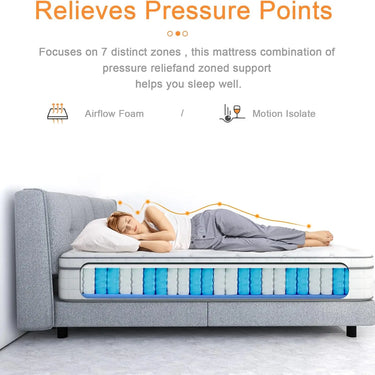 Twin Innerspring Hybrid Mattress – 12" Breathable Foam with Pocket Spring for Motion Isolation