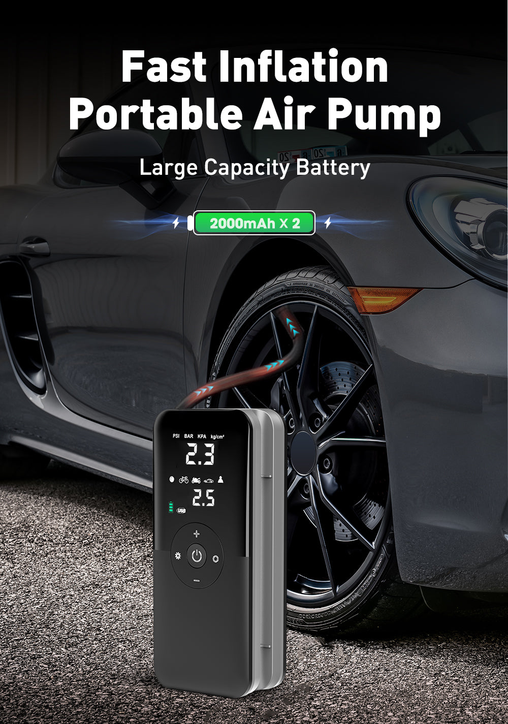 Portable Rechargeable Tire Inflator – Digital Air Pump for Cars, Bikes & Sports Balls | Bentalia Home