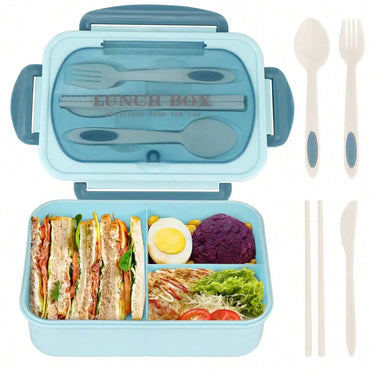 1Pc Bento Box Lunch Box With 4 Compartments,Utensils, Sauce Jar, Microwave Dishwasher Safe