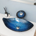 Leaf-Style Tempered Glass Bathroom Basin Set - Embossed Oval Sink & Faucet | Bentalia Home