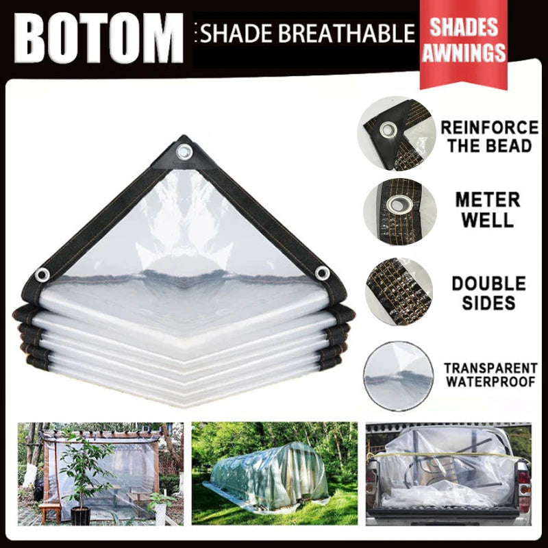 Transparent Waterproof Tarpaulin - Garden Rainproof Clear Poly Tarp with Grommets for Plant Cover and Shed Insulation | Bentalia Home