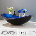 Hand-Painted Oval Bathroom Sink Faucet Set - Tempered Glass Countertop Basin Kit | Bentalia Home