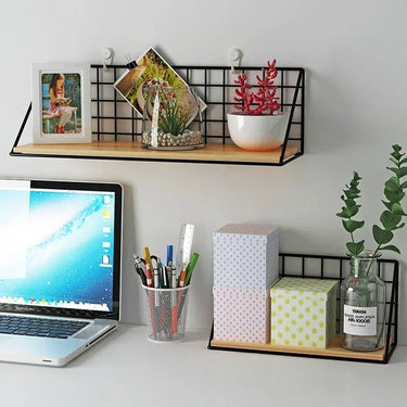 Wall Mounted Shelves Without Drilling Wood Hanging Shelf for Living Room Bedroom Storage Basket Wall Decoration Rack Organizers