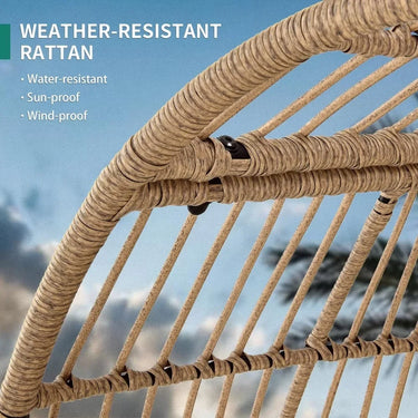 Egg Chair Wicker 370lbs Capacity Large Egg Chairs with Stand Cushion Egg Basket Chair for Patio, Balcony, Bedroom - Beige