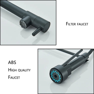 Wanmivezlo Black Stainless Steel Pull-Down Kitchen Faucet – Retractable Spout, Single Handle, Hot &amp; Cold, Deck Mounted