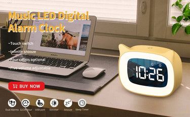 FM Radio LED Digital Alarm Clock with 180° Projection, Snooze, and USB Charging | Bentalia Home