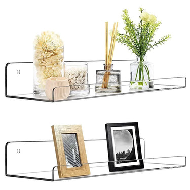 1pc Clear Acrylic Display Stand Wall Mounted Book Floating Shelf Cosmetics Organizer Kitchen Bathroom Accessories Storage Rack