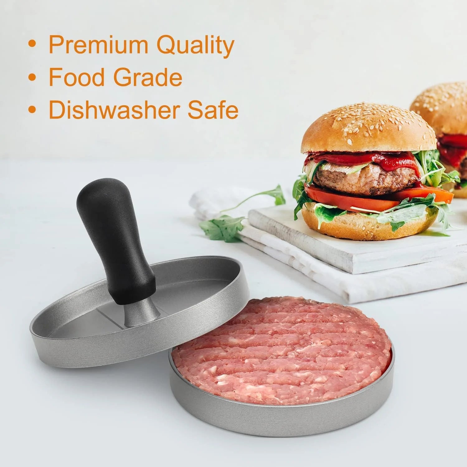 Non-Stick Burger Press with Wax Paper, Aluminum Hamburger Patty Maker for Kitchen & BBQ | Bentalia Home